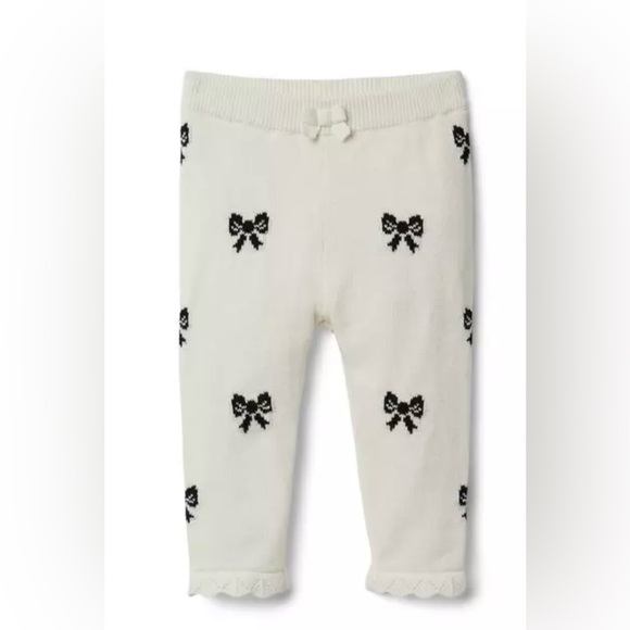 🎀🖤NWT JANIE & JACK BABY BLACK BOW CROCHET TRIM SWEATER/PANT SET🖤🎀 - Picture 3 of 8